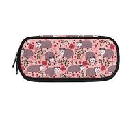 ATOurDealss Possums Fiore Fragola Carino Matita Caso Grande Capacità Matita Box Portamatite Bambini Ragazze Portatile Cancelleria Sacchetto di Matita Sacchetto, Paglia fiore di opossum, Taglia unica,