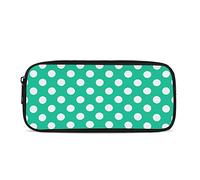 ATOurDealss Simpatico astuccio con mucca in stile cartone animato, di grande capacità, con cerniera, per scuola, ufficio, cancelleria, Verde con pois bianchi, Taglia unica, Astuccio