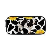 ATOurDealss Simpatico astuccio con mucca in stile cartone animato, di grande capacità, con cerniera, per scuola, ufficio, cancelleria, Girasole Mucca Patter, Taglia unica, Astuccio