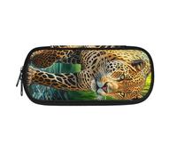 ATOurDealss T-Rex - Astuccio portapenne con stampa di dinosauri, per ragazzi e ragazze, astuccio per carte di credito, portamonete, organizer da scrivania per materiale scolastico, Animal Leopard.,