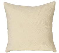 Atout Ciel Cuscino in cotone imbottito con motivo a foglie rilegate, dorso solido, 45 x 45 cm, ecru
