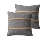 Atout Ciel Set di 2 cuscini imbottiti fantasia in cotone e iuta, 45 x 45 cm, grigio