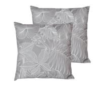 Atout Ciel Set di 2 cuscini imbottiti per esterni bicolore in tessuto idrorepellente 40 x 40 cm, grigio stampato/tinta unita