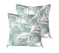 Atout Ciel Set di 2 cuscini imbottiti per esterni bicolore in tessuto idrorepellente 40 x 40 cm, verde stampato/tinta unita