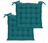 Atout Ciel Set di 2 cuscini quadrati bicolori 40 x 40 cm, blu anatra/senape