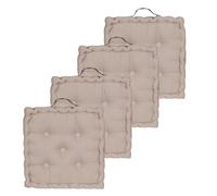 ATOUT CIEL Set di 4 cuscini da pavimento, 40 x 40 cm, con manico a contrasto, colore: tortora
