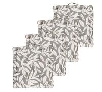 Atout Ciel Set di 4 cuscini da pavimento 40 x 40 cm con manico, grigio stampato/tinta unita