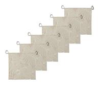Atout Ciel Set di 6 cuscini per sedia bicolore, da graffiare, in tessuto idrorepellente, 40 x 40 x 4 cm, colore: Beige stampato/Beige tinta unita