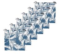 Atout Ciel Set di 6 cuscini per sedia bicolore, da graffiare, in tessuto idrorepellente, 40 x 40 x 4 cm, blu stampato/blu tinta unita