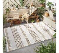 Atout Ciel Tappeto rettangolare in cotone, effetto a righe in iuta, ecru e naturale, 100 x 150 cm