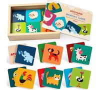 Atoylink Animali Memory Gioco per Bambini, 30 Pezzi Carte Memory per Bambini con 15 Coppie di Animali Diversi, Giochi in Legno, Giochi Educativi Regalo per Bambino Bambina 3 4 5 6 Anni