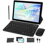 ATOZEE Tablet da 10 pollici con tastiera Android 15 Tablet 2 in 1 Tablet 18GB RAM 128GB Supporta 2TB Tablet Espansione Include Case Mouse Stylus 6000mAh Batteria 2MP+8MP Doppia Fotocamera 5G WiFi6
