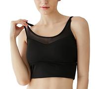 ATRACTIVOLL Reggiseno Sportivo Donna, Reggiseno Yoga Top, Sportivo Bra in Corsa, Bralette Canotta Fitness, con Imbottito Estraibili, in Tulle, Traspirante, Asciugatura Rapida, Riduttore (S, Nero)