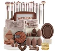 atrccs Set di 45 pennelli da trucco, strumenti professionali per il trucco (marrone)