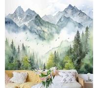 Atrippy Arazzo con foresta di montagna per camera da letto, verde nebbioso e salvia, decorazione per la stanza, arazzo da parete, paesaggio naturale, sfondo estetico, per soggiorno, dormitorio,