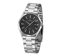 Atrium Orologio da polso da uomo in acciaio inox, analogico, al quarzo, 10 bar, vetro zaffiro con cinturino in acciaio inox e data, colore argento, nero A33-31, argento, Bracciale