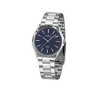 ATRIUM Orologio da polso da donna, analogico, al quarzo, 10 bar, vetro zaffiro con cinturino in acciaio inox, colore: argento e blu A34-35, argento