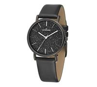 ATRIUM Orologio da polso da donna, analogico, al quarzo, con cinturino in similpelle, vegano e brillantini, colore nero, A35-26, Nero , cinghie