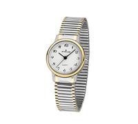 Atrium Orologio da polso da donna in acciaio inox, analogico, al quarzo, con cinturino in acciaio inox, cinturino flessibile, bicolore, argento, oro A43-64, multicolore, Bracciale