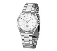 ATRIUM Orologio da polso da uomo in acciaio inox, analogico, al quarzo, 10 bar, vetro zaffiro, con cinturino in acciaio inox e data, colore argento e bianco A33-30, argento