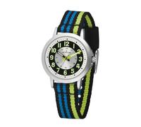 Atrium Orologio da polso per bambini, analogico, al quarzo, extra chiaro, con cinturino in nylon a righe, nero, azzurro, verde chiaro, A50-13, multicolore, Classico