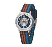 Atrium Orologio da polso per bambini, analogico, al quarzo, extra chiaro, con cinturino in nylon a righe, blu scuro, arancione, azzurro A50-12, multicolore, Classico