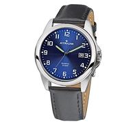 Atrium, orologio da uomo con cinturino in pelle, 10 bar, robusto, con datario, quadrante blu, A16-15