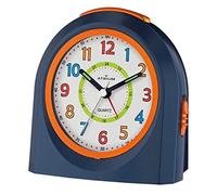 Atrium Sveglia per bambini, analogica, al quarzo, con luce e snooze, blu scuro, arancione, A921-5