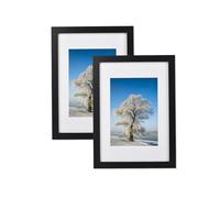 Atryinous Cornice portafoto A3, 29.7 x 42 in legno nero, in vetro acrilico con passepartout per formato A4 per appendere foto o poster, set da 2