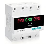 ATS 63A Monofase Automatico AC220V Commutatore Automatico di Trasferime Protezione Regolabile da Sovratensione e Sottotensione Display LED Inversione Automatica di Fase Montaggio su Guida DIN da 35 mm