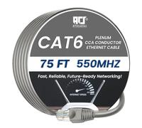 ATS Cables | Cavo Plenum Cat6 da 22,9 m (CCA) - Cavo Ethernet CMP, 550 MHz, UTP per reti ad alta velocità, ignifugo, a basso fumo, compatibile con PoE e Gigabit, ideale per uso domestico e ufficio
