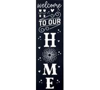 Atsbh Targa vintage in metallo con scritta "Welcome to our home" portico cartello verticale facciata vintage negozio di metallo segno decorazione per la casa casa fattoria portico anteriore 10 x 40 cm