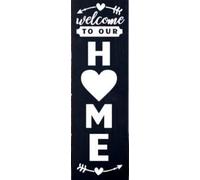 Atsbh Targa vintage in metallo con scritta "Welcome to Our Home", portico frontale, verticale, vintage, in metallo, per decorare la casa, portico, 10 x 30 cm