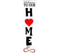Atsbh Targa vintage in metallo con scritta "Welcome to our home", portico verticale, anteriore, vintage, in metallo, decorazione per la casa, portico anteriore, 10 x 40 cm