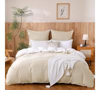 ATsense Biancheria da letto 200 x 200 cm, in 100% cotone lavato, con texture in lino, Oeko-TEX, per chi soffre di allergie, 1 copripiumino con 2 federe da 80 x 80 cm