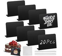 ATSGJLZN 20 Set Mini Lavagna, Cartellini Prezzi Lavagnetta Cancellabile con 2*Pennarelli e Pezza per Pulire, Numeri Tavoli Ristorante Segnaposto Tavolo Nera per Tableau Matrimonio Buffet 10x7.5CM