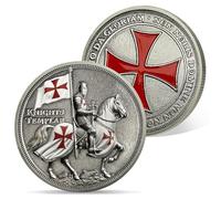 AtSKnSK Cavalieri Templari Sfida Moneta Ispirante Moneta Religiosa Croce Rossa Guerriero Chip Medaglione Cristo Cristo Rosso Croce Promemoria Regali per Uomini Signore (Cavaliere a Cavallo)