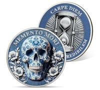 AtSKnSK Memento Mori Moneta Carpe Diem Moneta Teschio Sfida Moneta Fantastica Regali sul tema Stoicismo Medaglione Stoico Memoriale Moneta Regali Memento Moneta Memento per Moneta