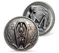 AtSKnSK Memento Mori Moneta Man vive solo una volta Teschio Sfida Moneta Fantastica Regali Stoicismo Medaglione Chip Regali Stoici Memorabilia per Donna Uomo