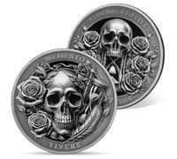 AtSKnSK Memento Mori Moneta Memento Vivere Moneta Carpe Diem Monete Teschio Sfida Moneta Fantastica Stoicismo Regali Medaglione Stoico Memento Moneta Memento Memento Moneta Memento Memento Moneta