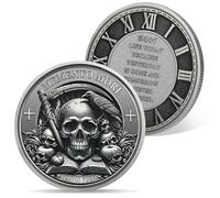AtSKnSK Memento Mori Moneta Tempus FUGIT Moneta Teschio Sfida Moneta Corvo Medaglione Chip Regali Stoici Memento Regalo Memento per Uomo e Donna