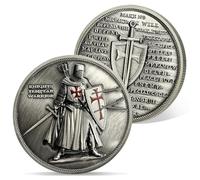 AtSKnSK Moneta della sfida dei Templari Cavaliere in piedi Moneta religiosa Croce Rossa Guerriero Token Cristo Cristo Croce Rossa Regali commemorativi per uomini e donne