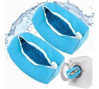 Atsmoce®2 Pcs Scarpe Lavanderia Sacchetto, Scarpe Borse per Bucato con Cerniera, Borsa per il Lavaggio delle Scarpe, Borsa per Lavare le Scarpe per Lavatrice, Riutilizzabile (Blu)