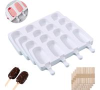 Atsmoce® 4 Packed Grandi Stampi per Gelato in Silicone, Stampi per Ghiaccioli con 4 Cavità, Formine Ghiaccioli, senza BPA, riutilizzabili, 200 bastoncini di legno