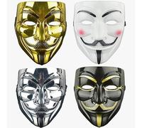 Atsmoce® 4 Pcs V per Vendetta Maschera, Hacker Maschera, Anonymous Mask, per Halloween Party/Cosplay/Carnevale/Mascherata, Unisex, Nero