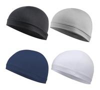 ATSNOSH 4 Pezzi Cappelli da Ciclismo Estivo, Cappellini Sportivo per Uomo Donna, Skull cap, Elasticità, Leggero e Sottile, Traspirante, Asciuga Velocemente (IT, Testo, Taglia Unica, 4 Pezzi)
