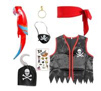 ATSNOSH 7 Pezzi Accessori Pirata, Set di Accessori per Pirata, Halloween Accessori da Pirata per Ragazzi e Ragazze, Bandana da Pirata, per Halloween Cosplay Partito Festa in Maschera