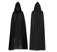 ATSNOSH Mantello Da Vampiro Adulto, Mantello di Halloween Mantello Donne e Uomini con Cappuccio, Nero, 140 cm, Leggero e Traspirante, Halloween Mantelli Lungo, per Carnevale Masquerade Cosplay