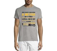 Atspauda Any Idiot Can Ride A Bicycle But It Takes Special Kind of Idiot To Ride 100 Miles T-Shirt da Uomo in Cotone Girocollo Grigio Medium