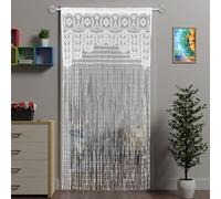 Atsweetlife 2 tende in pizzo macramè per porte, finestre, pareti, armadi, camera da letto, cucina, porta hippie, divisorio bohémien, per ragazze e bambini (bianco, 90 x 190 cm)